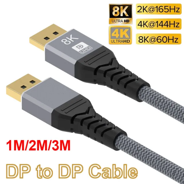 8K Displayport DP 1.4 Cable HDR 4K/144Hz Display Port Male to Male 1M 2M 3M HOT