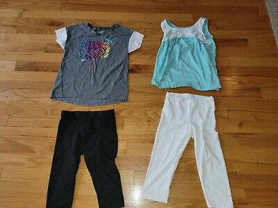 Lot of 4 pieces Girls Shirts and Leggings Sz 6-7 Puma, Lands' End,etc
