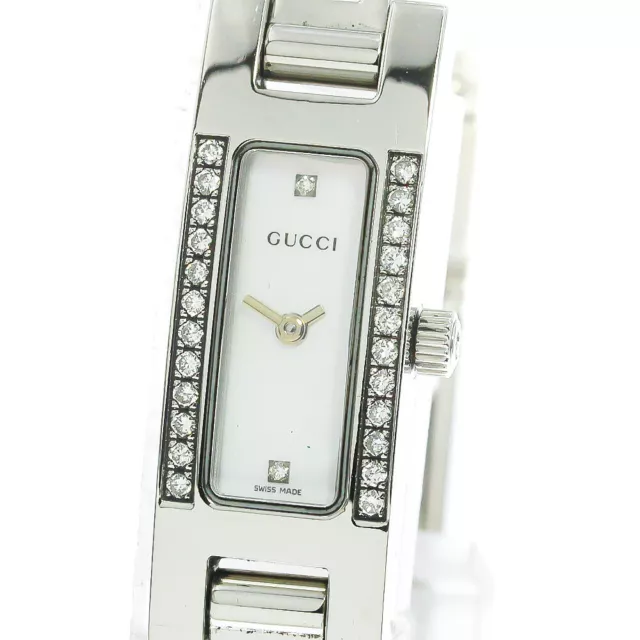 GUCCI 3900L Diamond bezel 2P White shell Dial Quartz Ladies Watch_781820