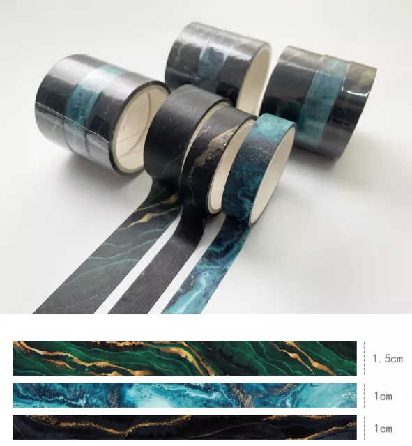 3 Simple Washi Tapes Set | Geometry | Flow Gold | Floral|Green|Blue|Starry night