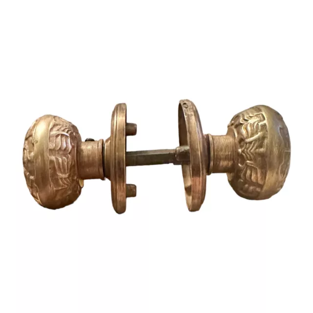 Antique Round Solid brass Door Knobs with Back Plates