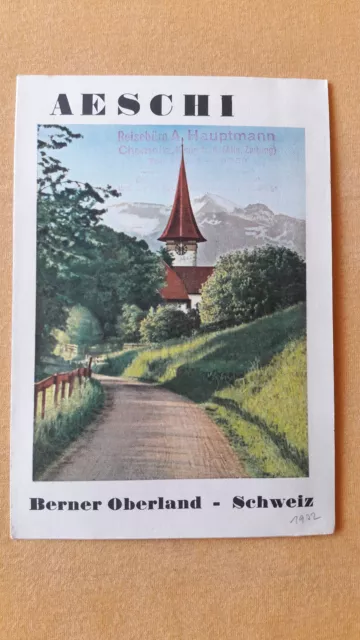 altes Reise Prospekt Aeschi, Berner Oberland, Schweiz, um 1932