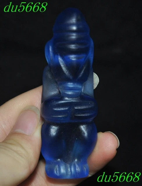2.8"China Hongshan culture Crystal carve fengshui sun god Helios statue pendant