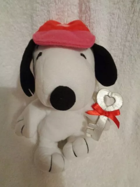 Snoopy Valentine silver Key to my Heart Hat Peanuts Dog Whitman's stuffed plush