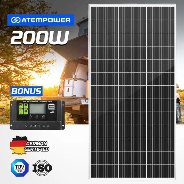 12V 200W Solar Panel Kit Mono Fixed Caravan Camping Power Battery Charging