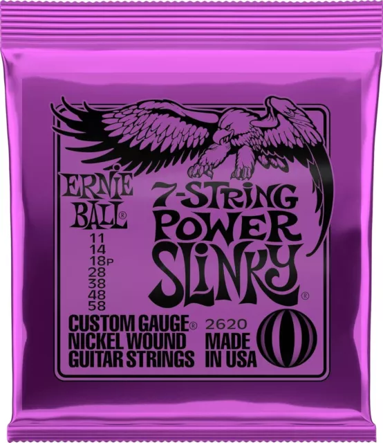 Ernie Ball Power Slinky Corde per chitarra elettrica 7 corde Nickel Wound - 11-58 G