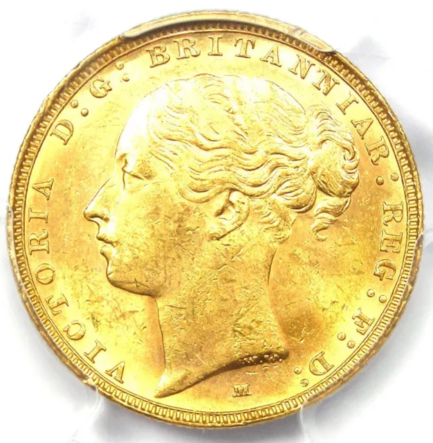 1885-M Australia Victoria Gold Sovereign Coin 1S - Certified PCGS MS62 (BU UNC)