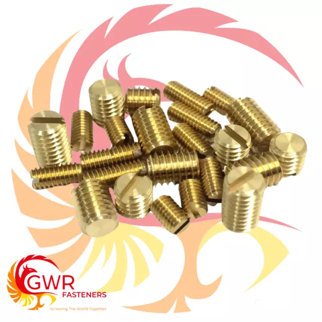 M1.6 M2 M3 M4 M5 M6 M8 Slotted Flat Point GRUB SCREWS BRASS - Setscrew DIN551