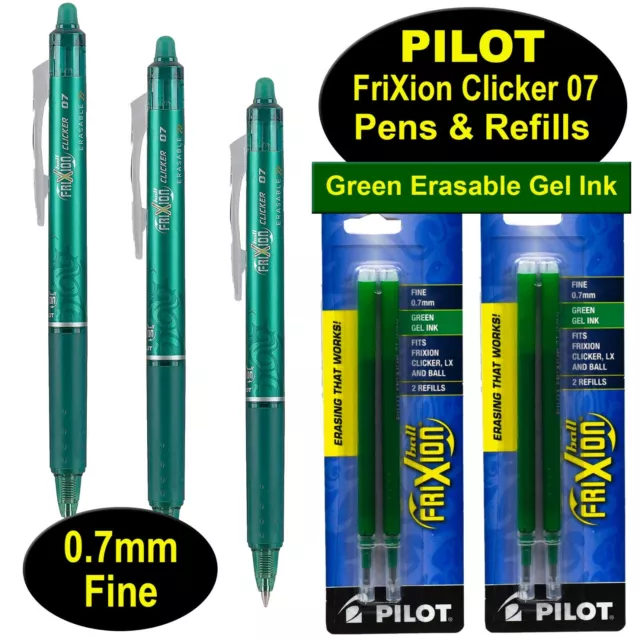 Pilot 14210 FriXion Clicker 07, 0.7mm Fine Erasable Gel Ink Pens, 8 Color  Set