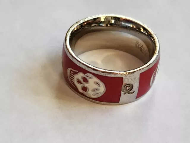 Alexander McQueen Metallic Red Enamel Skull Ring-Sz 7.5