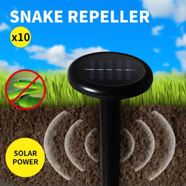 10x Snake Repeller Rat Mouse Trap Pest Ultrasonic Solar Powered Repellent Rodent