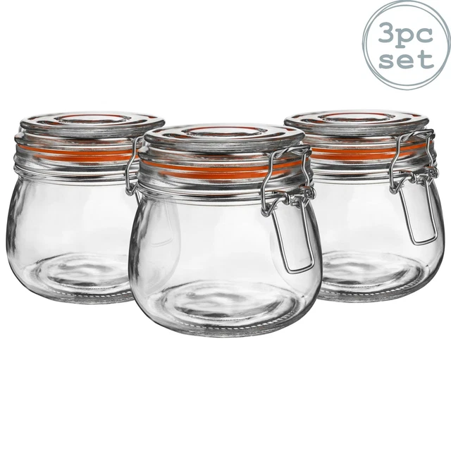 Verre de stockage / alimentaire Preserve PrÃÂ©server Jar Top Clips - 500ml - x3