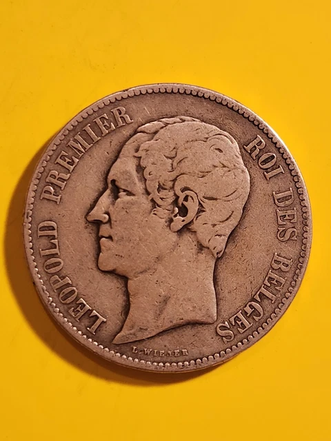 Belqique  5 Francs Leopold 1853 Argent