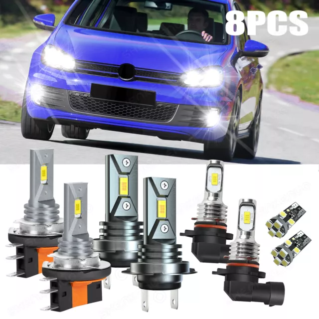 For VW Golf Mk6 Headlight 2009-2012 DRL Xenon White Led Fog Side Light Bulbs 12v