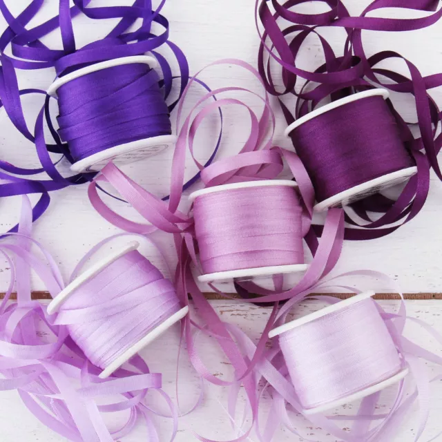 Juego de cintas de seda Threadart de 4 mm - tonos púrpuras - colección de 5 carretes - carretes de 10 M