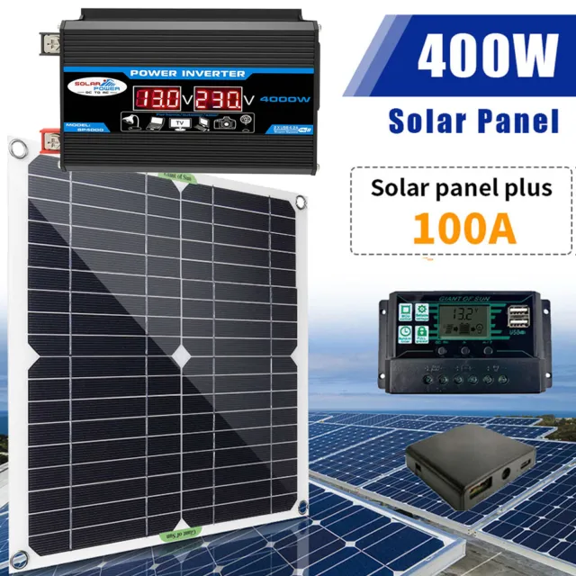 4000W Complete Solar Panel Kit with Controller & Inverter Home 110V Grid System