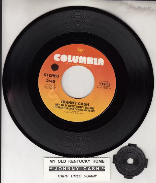 JOHNNY CASH  My old Kentucky home 7" 45 record NEW RARE! + juke box title strip