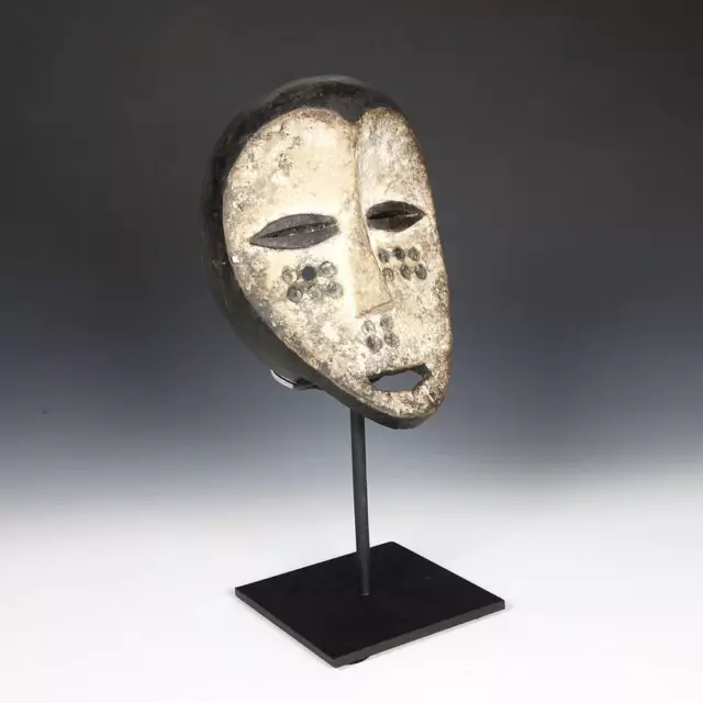African Hand-Held Family Mask Lega Carved Painted Wood Drc C. Africa 20Th C. 2