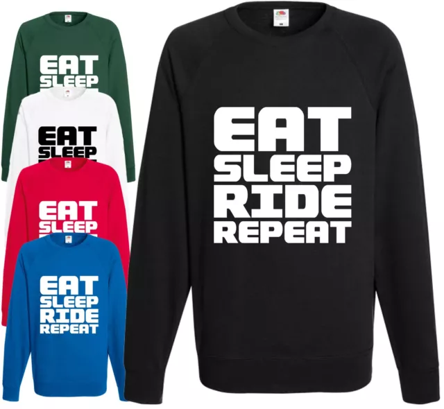 Eat Sleep Ride Repeat Sweatshirt Xmas Funny Gift Jumper Top Biker Motorbike