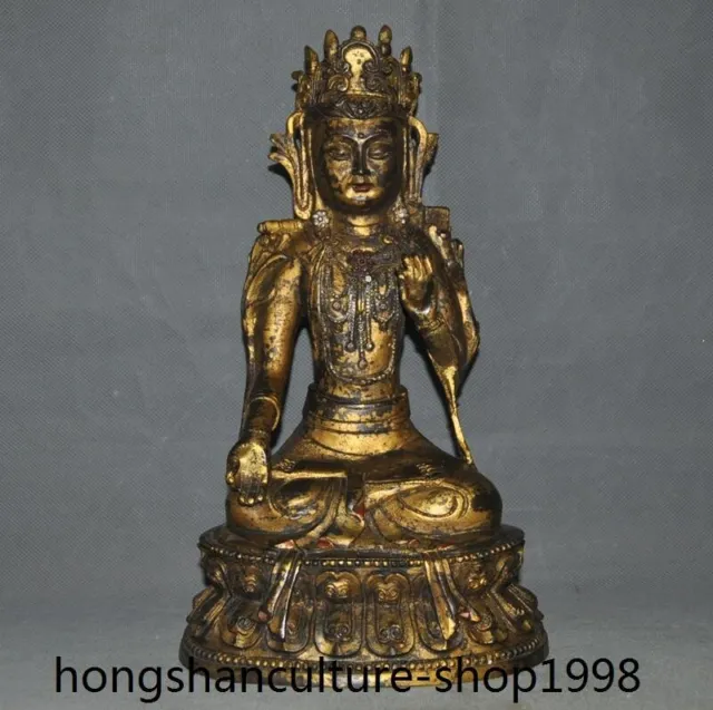 11.6'' Rare old Tibet bronze gilt Kwan-Yin GuanYin goddess tara Buddhism statue