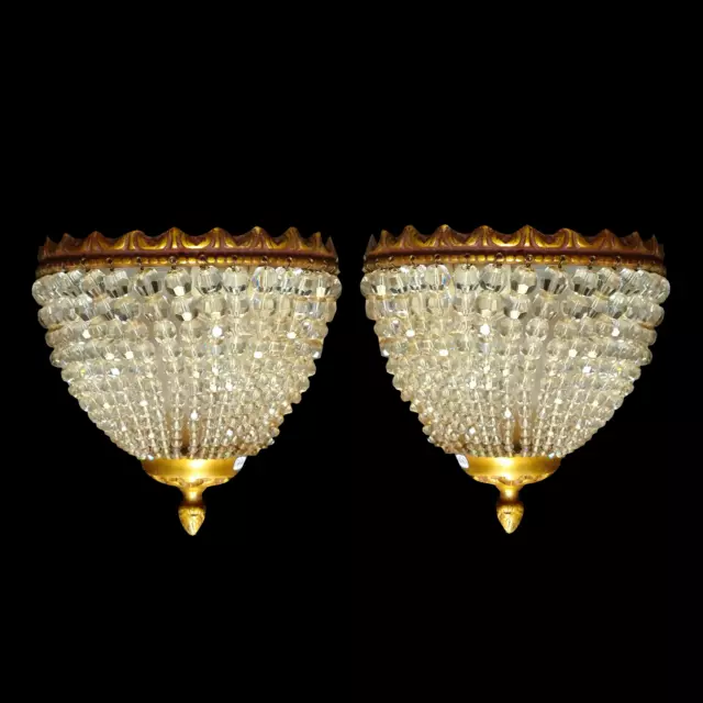 Antique french empire style bronze and glass pair of sconces 1202.