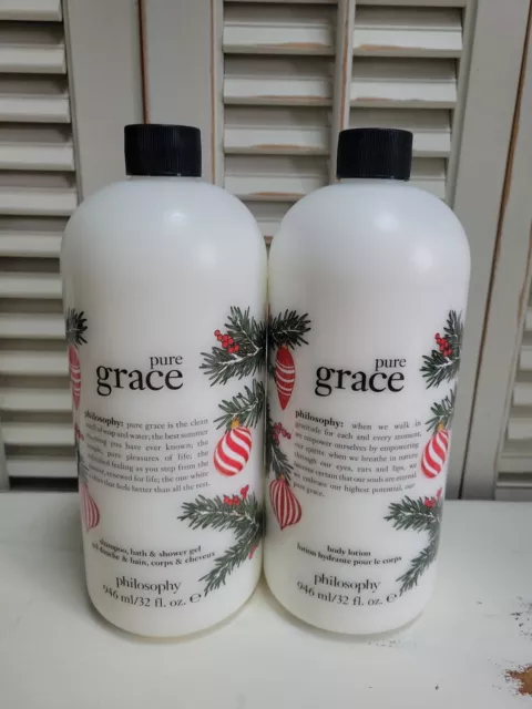 2X Philosophy Pure Grace Shower Gel & Body Lotion 32 Oz 946 ml Holiday Edition