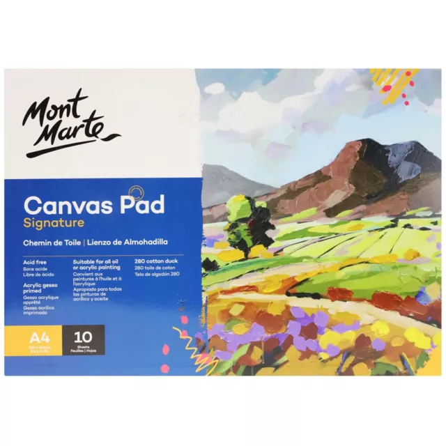 AU 2x A4 White 10 Sheets Mont Marte Canvas Pad Paper Artist Painting Art Supply