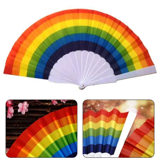 1 PC Cinese Spagnolo Ventole,Danza Festa Portatile Pieghevole Fiore Arcobaleno