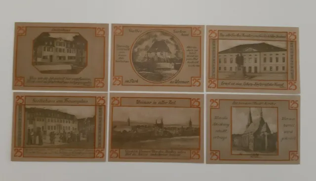 WEIMAR NOTGELD 6x 25 PFENNIG 1921 EMERGENCY MONEY GERMANY BANKNOTES (10327)