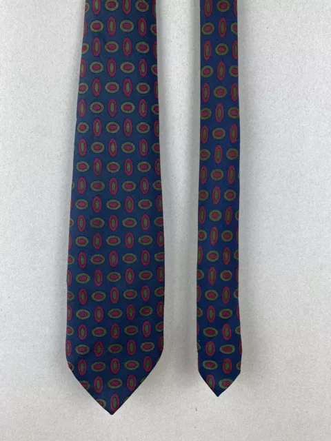 Paul Stuart 100% Silk Tie Made in Italy 58" L x 3.25" Wide Navy Blue Geometric