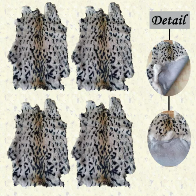 4PCS Genuine Rabbit Fur Pelt Skin Leopard Animal Print Leather Hide Crafts Decor 4PCS Genuine Rabbit Fur Pelt Skin Leopard Animal Print Leather Hide Crafts Decor