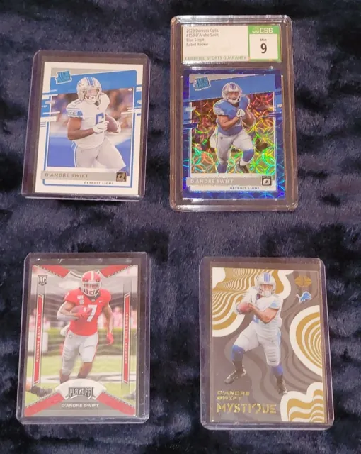 DAndre Swift RC Lot Of 4 Including 2020 Panini Donruss Optic Rated Rookie...