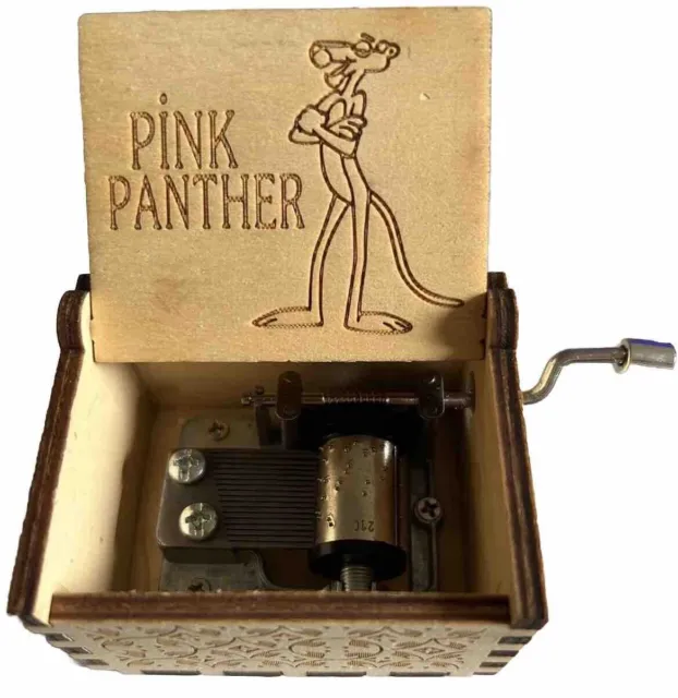 Pink Panther Rosaroter Panther Musikbox Spieluhr Handkurbel Spieldose In Holzbox