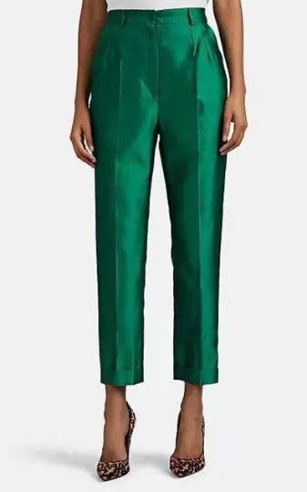 Green Premium Satin Silk Pants Slim Office Wear Silk Pant Silk Trouser for Women