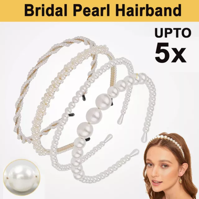 Women Pearl Headband Hairband Hair Hoop Bridal Hair Accessories Wedding Party AU