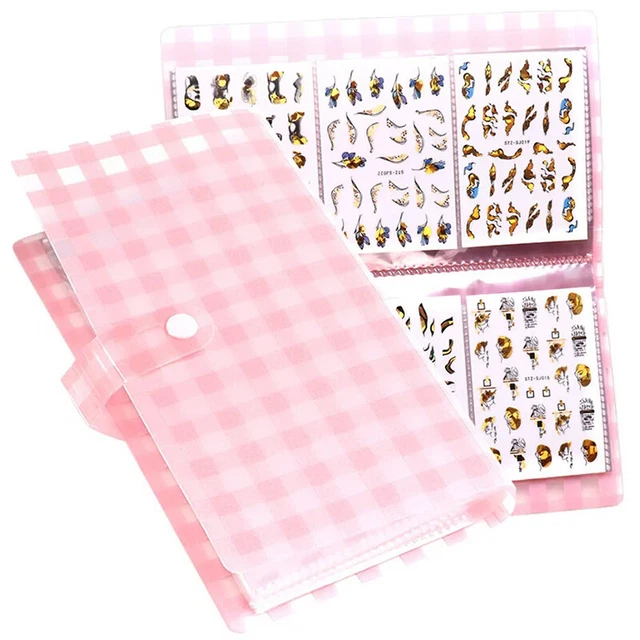 120 slot adesivo unghie album libro deposito vuoto raccolta decalcomanie acqua st