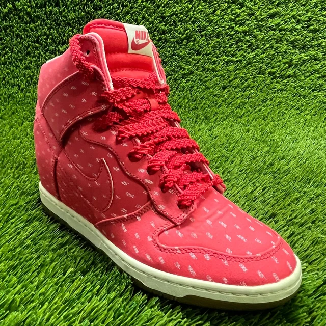 Nike Dunk Sky Hi Print Hidden Wedge Heel Shoes Size 10 Hyper Red High 543258-600