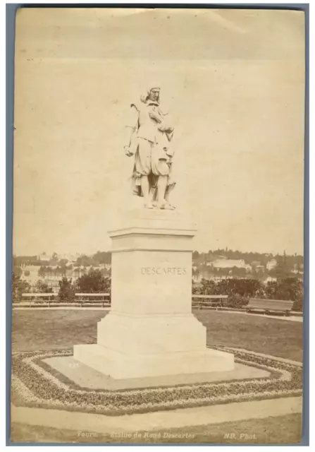 ND., France, Tours, Statue de René Descartes  Vintage albumen print.  Tirage a