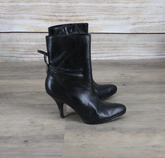 Gianni Bini Vintage Femmes Aiguille 4 " Talon Bottes Bout Rond Taille 8.5 Noir