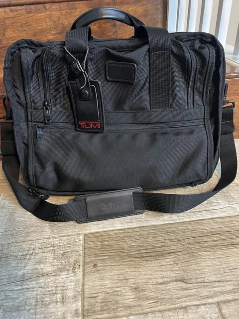 Tumi Alpha Expandable Black Ballistic Nylon Briefcase Work Shoulder Bag