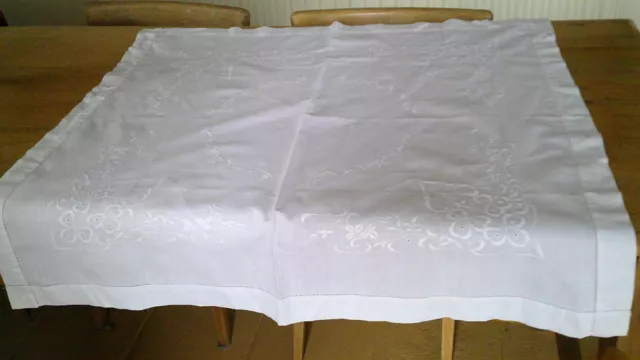 Vintage Hand  Embroidered Pure Cotton Tablecloth