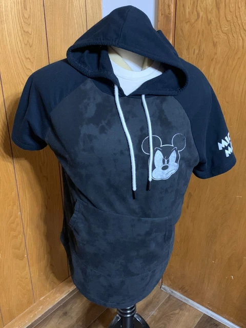 Disney Angry Mickey Mens Pullover Splotchy Short Sleeve Hoodie Size L 42/44