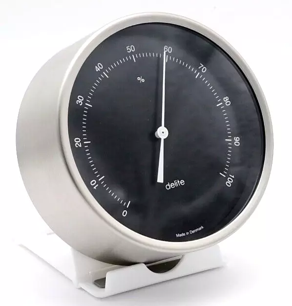 Clausen Hygrometer Edelstahl gebürstet 100mm x 42mm Hergestellt in Dänemark