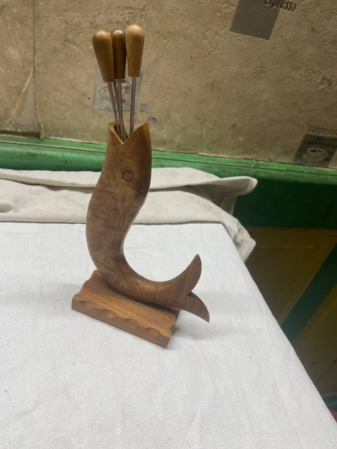 ANCIEN PORTE-PIQUES APÉRO/ESCARGOTS Vintage Bois/métal Pique Forme Canne 326342239136