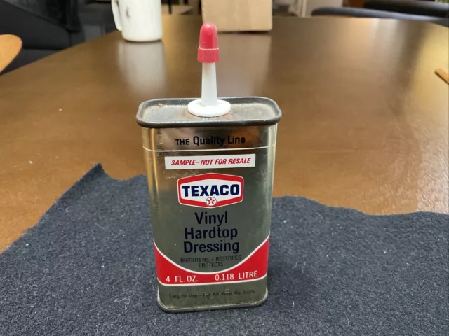 Vintage Rare 4 OZ. Texaco Vinyl Hardtop Dressing Can Oil Service Station