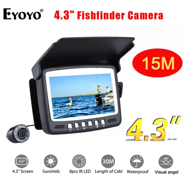 EYOYO 15M Fischfinder 4.3" Monitor 1000TVL Monitor Unterwasser Eisfischen Kamera