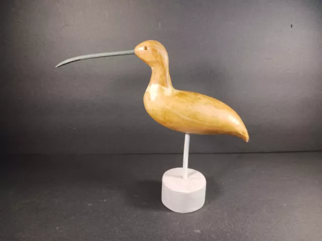 Hand Carved Shore Bird - Vintage Curlew Folk Art - Artist Markings