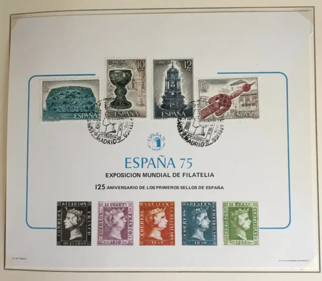 España Hoja recuerdo 1975 Exposición mundial de filatelia España 75 MNH**