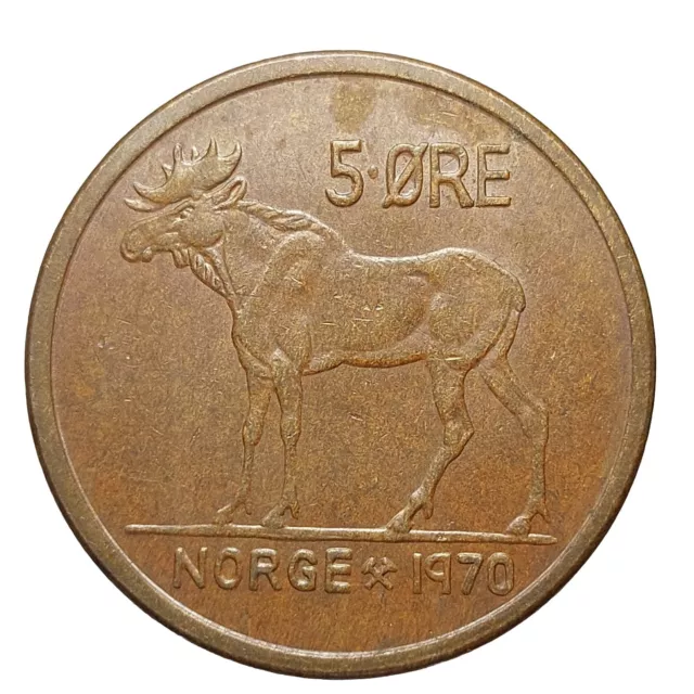 Norway 5 Ore 1970 Bronze Coin Olav V R245