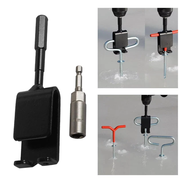 Ice Anchor Power Drill Adapter with Sleeve Ice Auger Adapter Shaft Metal Durable